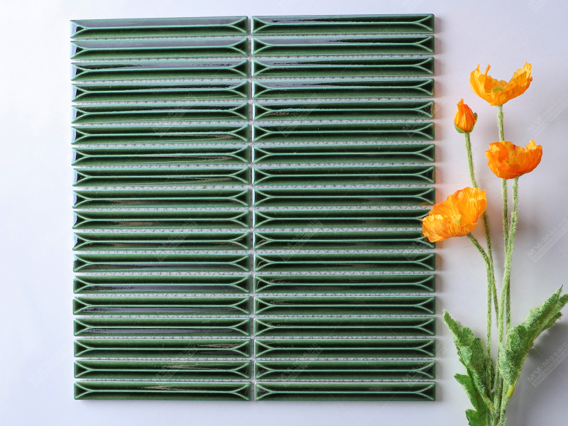 dark green glazed mosiac tile