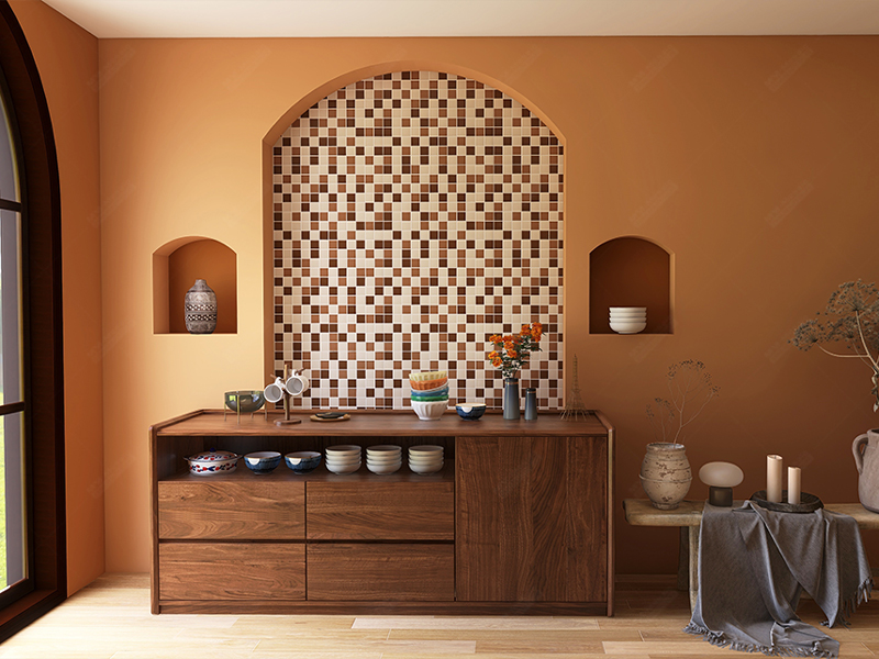 accent wall with full body mosaic