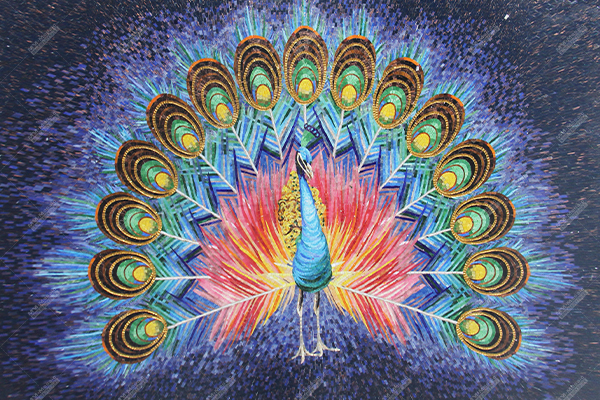 peacock mosaic mural