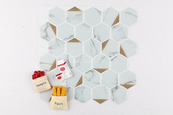 golden hexagon pvc mosaic tile