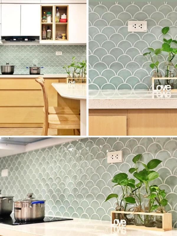 pale green kitchen backsplash deisgn