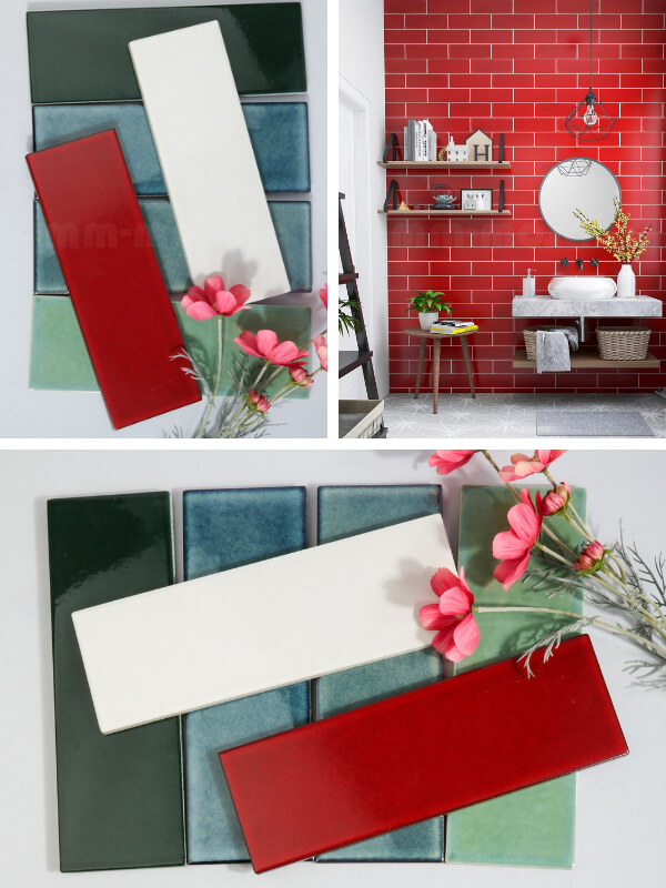 red subway tile
