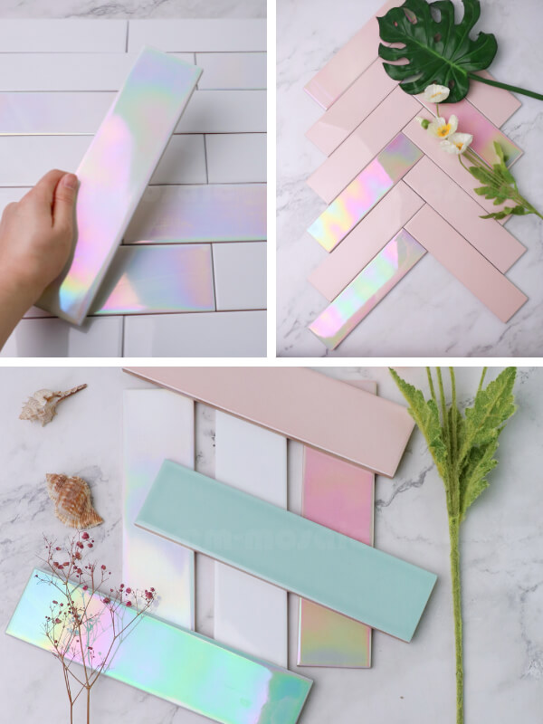 ceramic iridescent subway tile