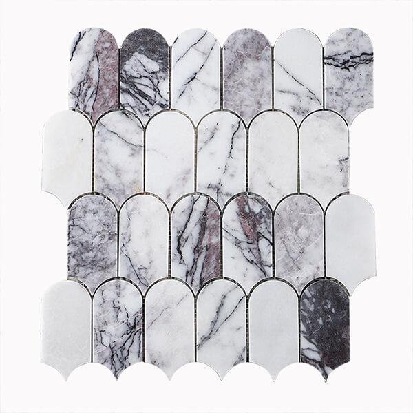 Lilac White Marble Feather Tile