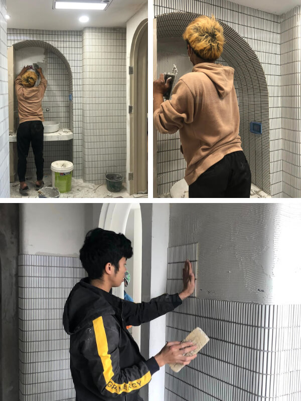 white finger tiles for bathroom wall