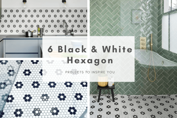 black and white retro hexagon mosaic tile wholesale
