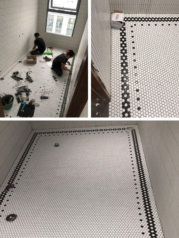 small hexagon floor mosaic tile for shower