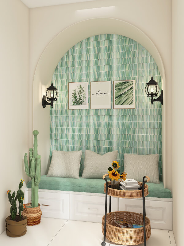 mint color glazed porcelain kit kat tiles for accent wall