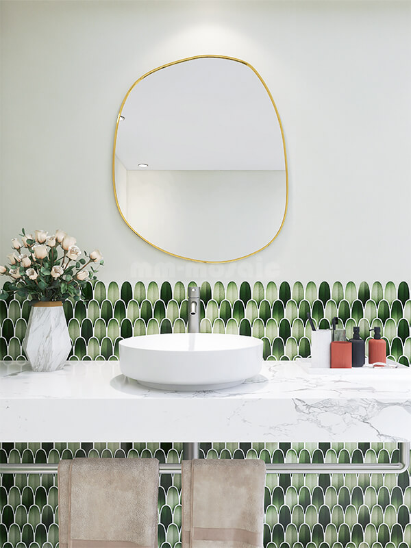 porcelain feather tile for bathroom vanity wall