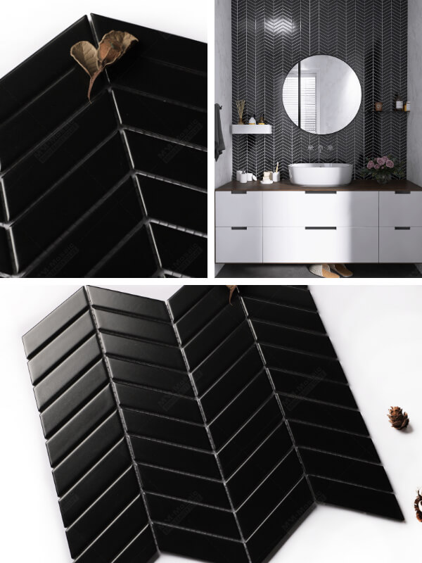 black chevron tile for sale