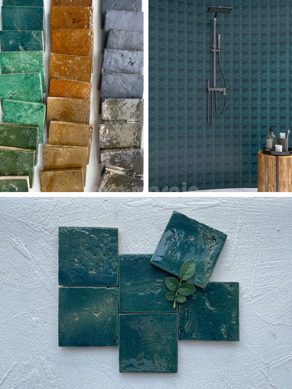 Deep Teal Handmade Square Tile