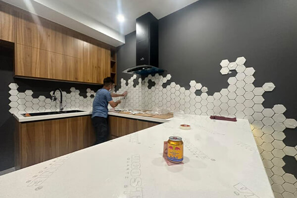 hexagon white tiles