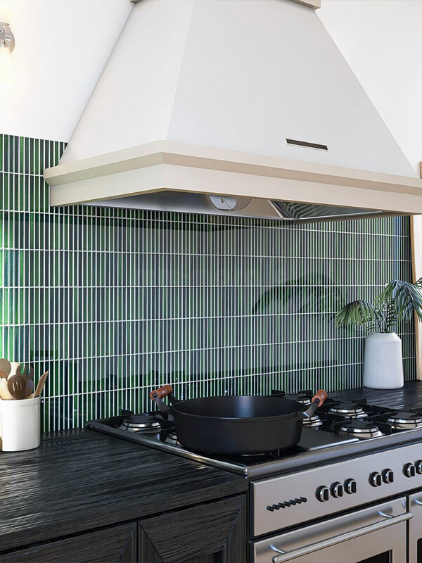 mosaic tile kitchen backsplash use dark green kit kat tiles