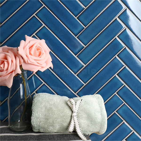 Sapphire Blue Herringbone Tile for sale