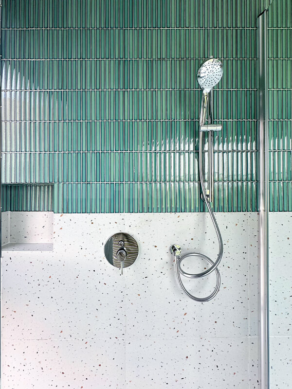 green kit kat tiles bathroom