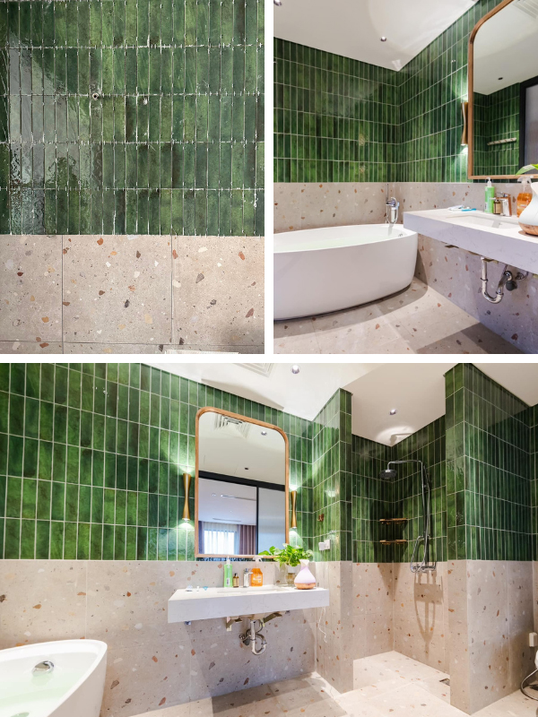green subway tiles bathroom