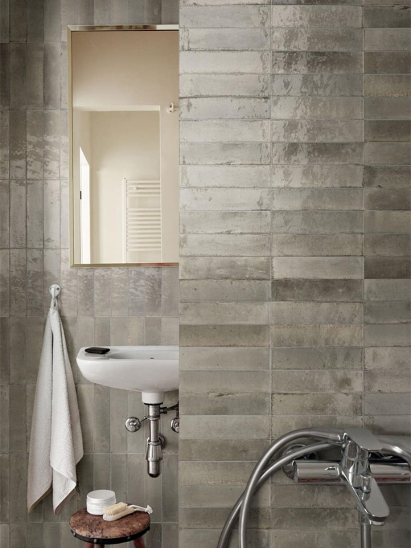 gray color porcelain subway tile for shower