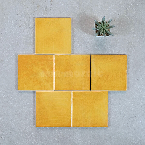 150x150mm Lemon Yellow Ripple Surface Square Tile