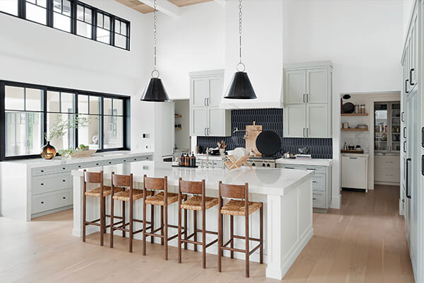 long hexagon tile backsplash