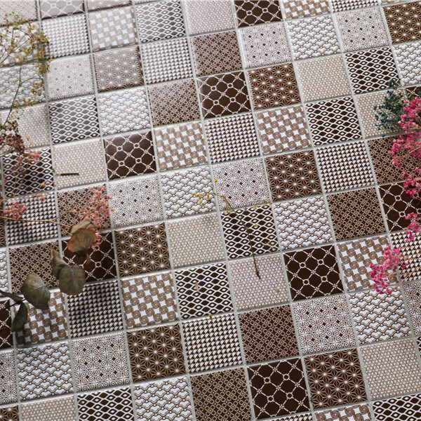 2'' Artistic Porcelain Mosaic Tile Inkjet Decoration Ceramic Tile Brown