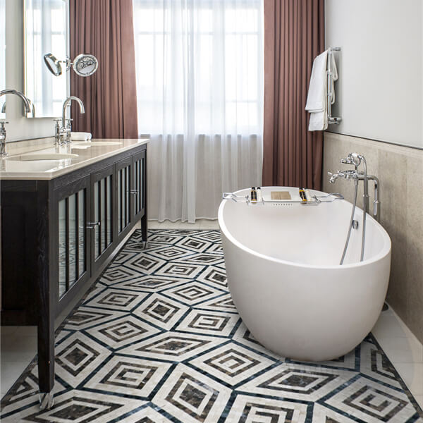 Hollow Square Handmade Stone Mosaic Art Modern Flooring Design