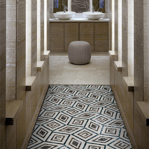 Hollow Square Handmade Stone Mosaic Art Modern Flooring Design