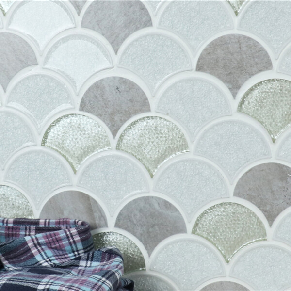 Luxury Fan Shaped Mosaic Tile Blended for Bathroom Floors