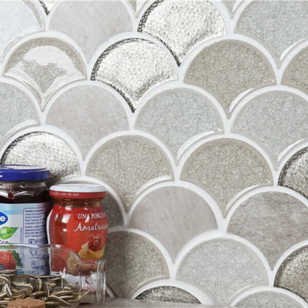 Luxury Fan Shaped Mosaic Tile Blended Beige for Interiors