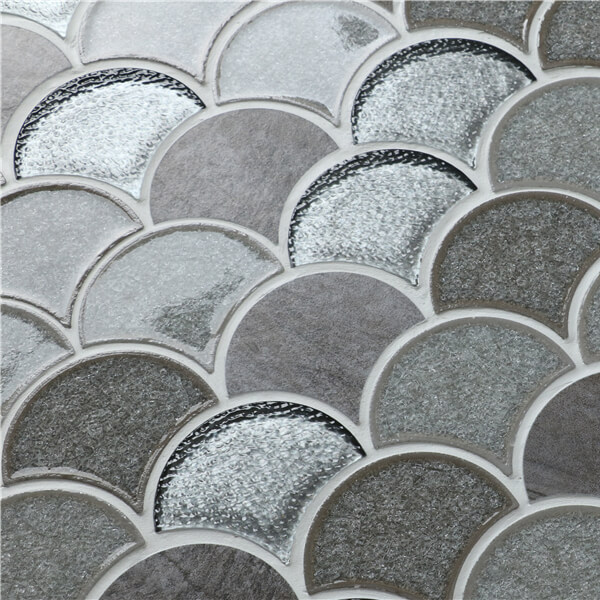 Luxury Fan Shaped Tile Blended Mosaic for Living Room Wall