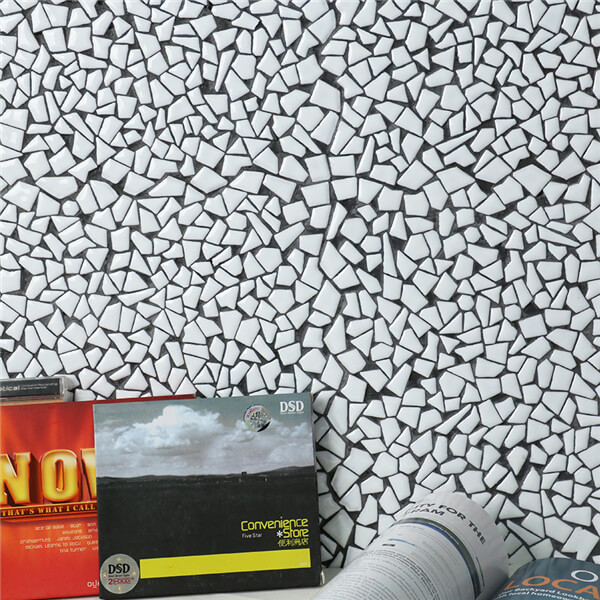 Broken Shape Glossy White Ceramic Irregular Mosaics Wall Tiles Wholesale