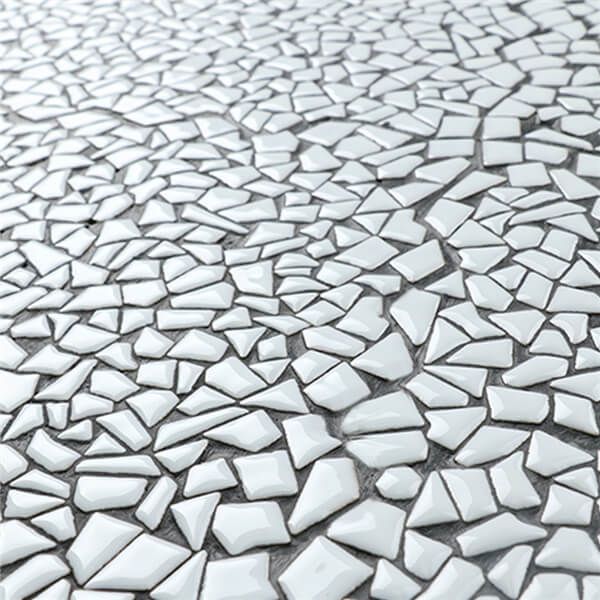 Broken Shape Glossy White Ceramic Irregular Mosaics Wall Tiles Wholesale