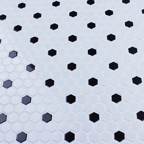 Wholesale 1 Inch Hexagon Ceramic Tile Black White for Interior Design