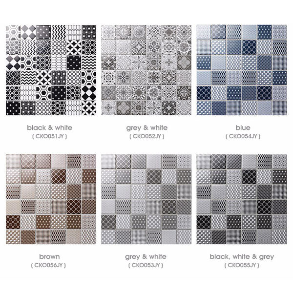2'' Artistic Porcelain Mosaic Digital Inkjet Tile Black White