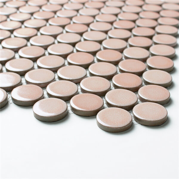 Pink Rounded Tile 28mm Pink Penny Round Mosaic Tile Circle Wall Tile for Nordic Home Style