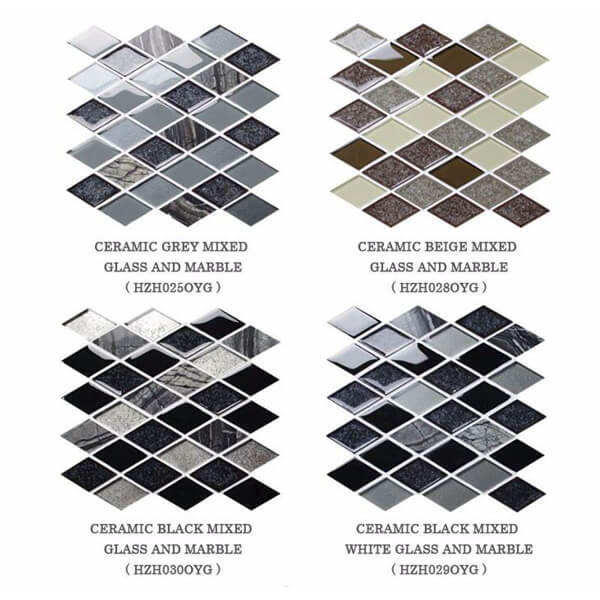 Mosaïque Céramique Losange Diamant - Blanc, 48x48mm, Pour Crédence Cuisine Ou Salle De Bain - Neuf