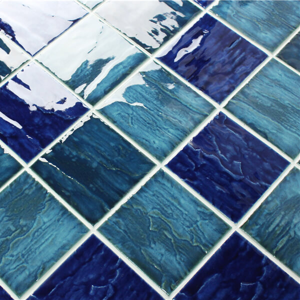 4'' Wave Surface Dark Mosaic Pool Tile Blue Factory Price