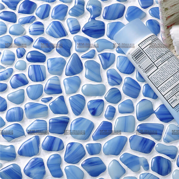 Irregular Free Pattern Glass Pebble Mosaic Blue for Fresh