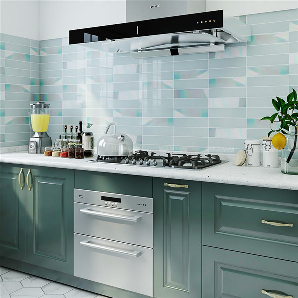 65x265mm Green Porcelain Subway Iridescent Tile for Bathroom Kitchen ...