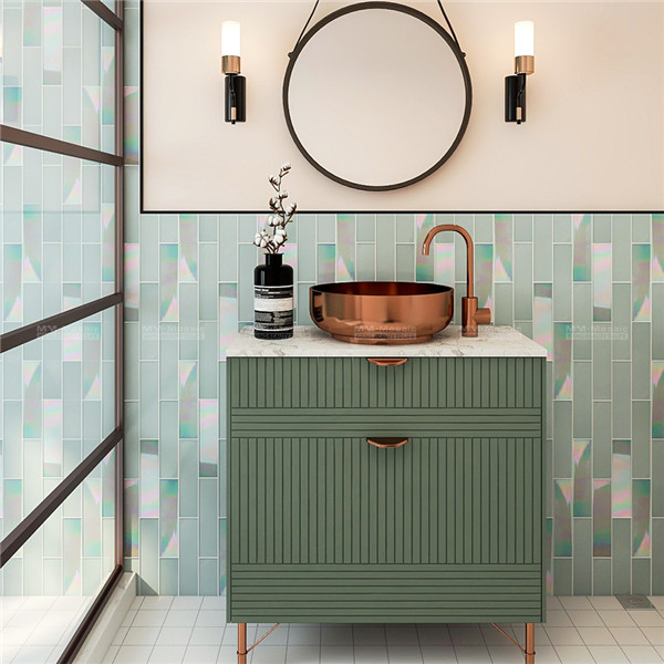 65x265mm Green Porcelain Subway Iridescent Tile for Bathroom Kitchen ...