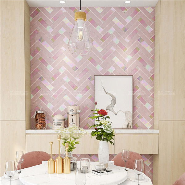 65x265mm Pink Iridescent Subway Wall Tiles for Shower Bathroom Project