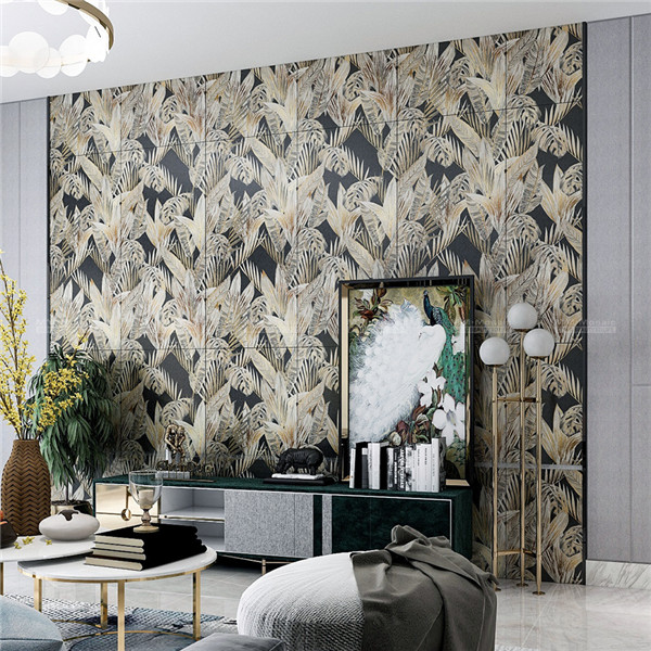 600*1200mm Leaf Printed TV Background Wall Tiles for Bathroom Hotel