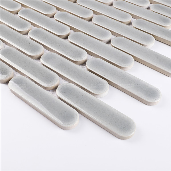 Premium Gray Long Oval Porcelain Mosaic Tiles for Wall Backsplash