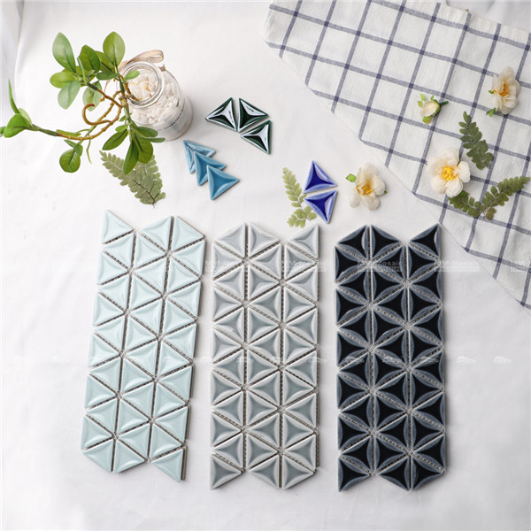OEM Accept Dark Green 3D Concave Traingle Mosaic Tiles for