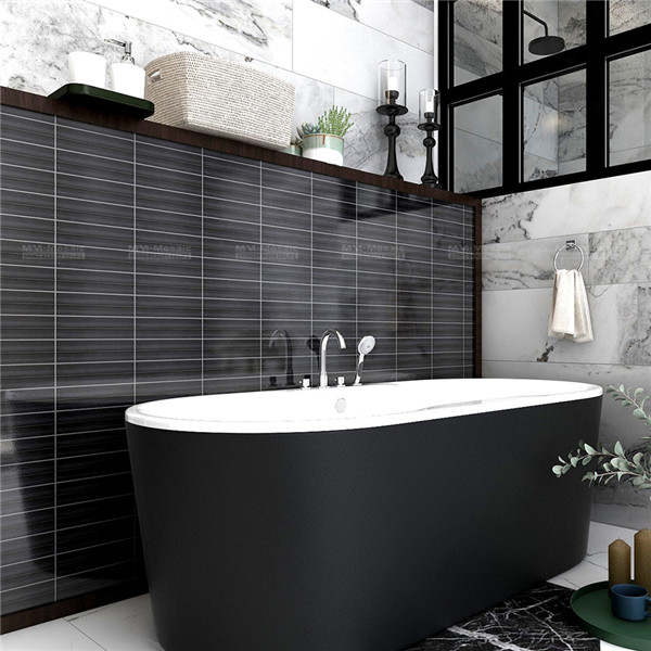60*200mm Modern Wall 3d Black Subway Tiles for Kitchen Bathroom