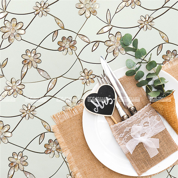 Wholesale Artistic Floral Marble Waterjet Mosaic Tiles for Backsplash ...