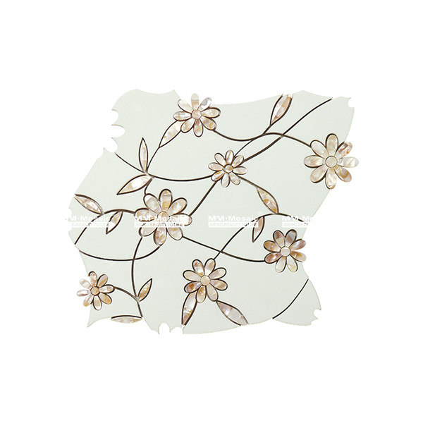 Wholesale Artistic Floral Marble Waterjet Mosaic Tiles for Backsplash ...