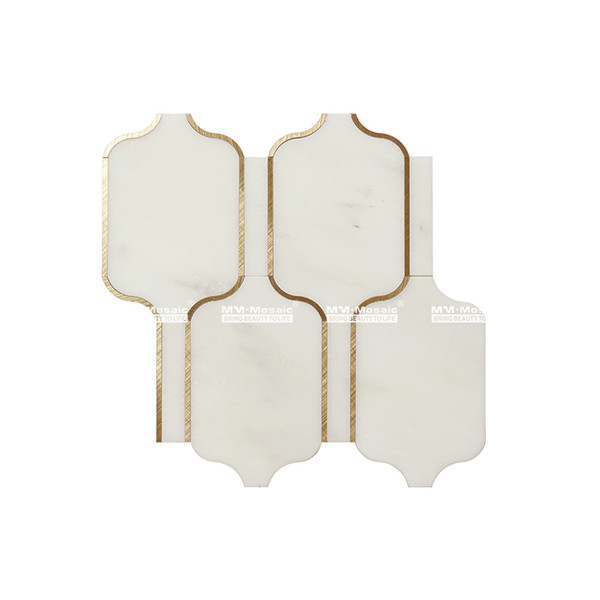 Wholesale Waterjet Mosaic Marble Tile Brass Inlay Design for Wall ...