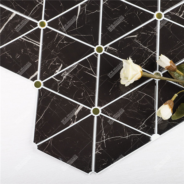 Wholesale Black Marble Peel And Stick Vinyl Tiles for Backsplash Wall