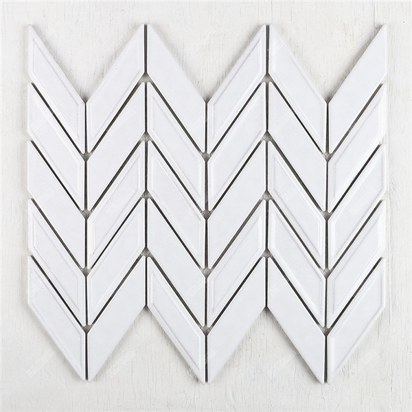 Wholesale Ceramic Mozaik Chevron Mosaic Tile White for Hotel Restaurant OEM Project MMMosaic