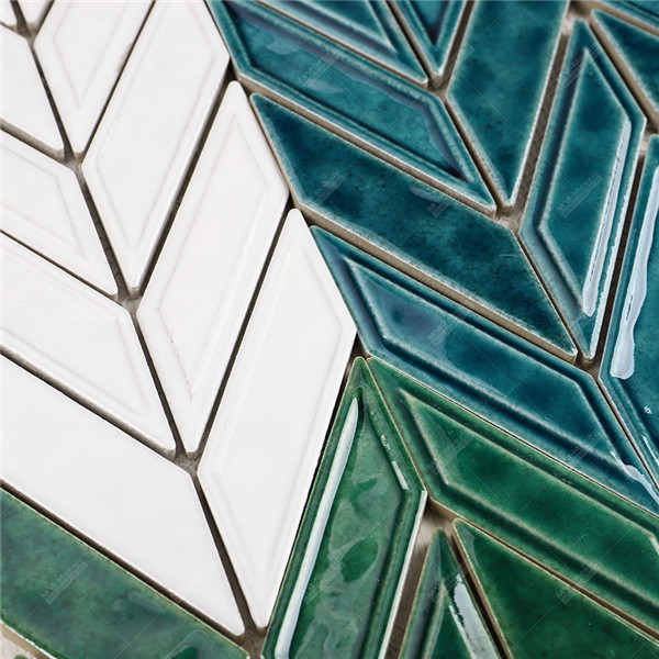 Wholesale Ceramic Mozaik Chevron Mosaic Tile White for Hotel Restaurant OEM Project MMMosaic